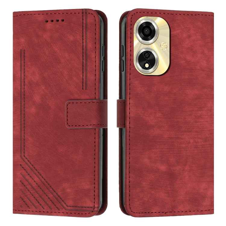 Skin Feel Stripe Pattern Leather Phone Case with Lanyard, For OPPO Reno10 Pro+, For OPPO A1 5G/A98/F23 5G, For OPPO A1 Pro/Reno8 T 5G Global, For OPPO A79 5G, For OPPO A59