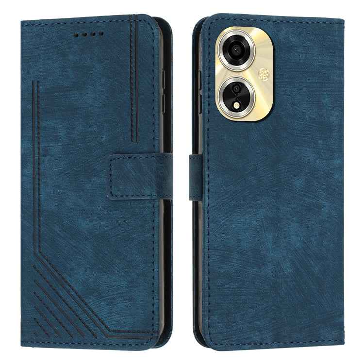 Skin Feel Stripe Pattern Leather Phone Case with Lanyard, For OPPO Reno10 Pro+, For OPPO A1 5G/A98/F23 5G, For OPPO A1 Pro/Reno8 T 5G Global, For OPPO A79 5G, For OPPO A59