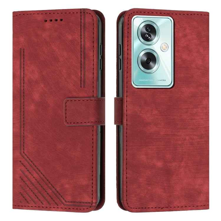 Skin Feel Stripe Pattern Leather Phone Case with Lanyard, For OPPO Reno10 Pro+, For OPPO A1 5G/A98/F23 5G, For OPPO A1 Pro/Reno8 T 5G Global, For OPPO A79 5G, For OPPO A59