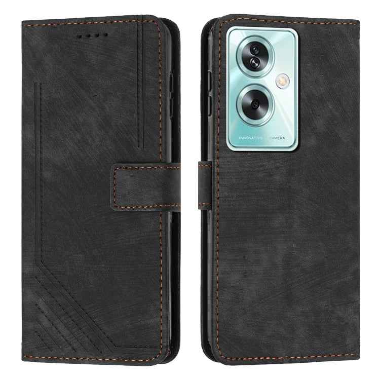 Skin Feel Stripe Pattern Leather Phone Case with Lanyard, For OPPO Reno10 Pro+, For OPPO A1 5G/A98/F23 5G, For OPPO A1 Pro/Reno8 T 5G Global, For OPPO A79 5G, For OPPO A59