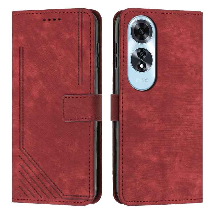 Skin Feel Stripe Pattern Leather Phone Case with Lanyard, For OPPO A6x 5G / A6 5G, For OPPO A60 4G, For OPPO A3 Pro, For OPPO Reno11 F, For OPPO A38, For OPPO A58 4G, For OPPO Reno10 5G/Reno10 Pro 5G Global, For OPPO A78 4G