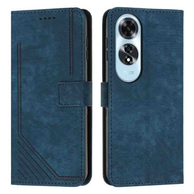 Skin Feel Stripe Pattern Leather Phone Case with Lanyard, For OPPO A6x 5G / A6 5G, For OPPO A60 4G, For OPPO A3 Pro, For OPPO Reno11 F, For OPPO A38, For OPPO A58 4G, For OPPO Reno10 5G/Reno10 Pro 5G Global, For OPPO A78 4G