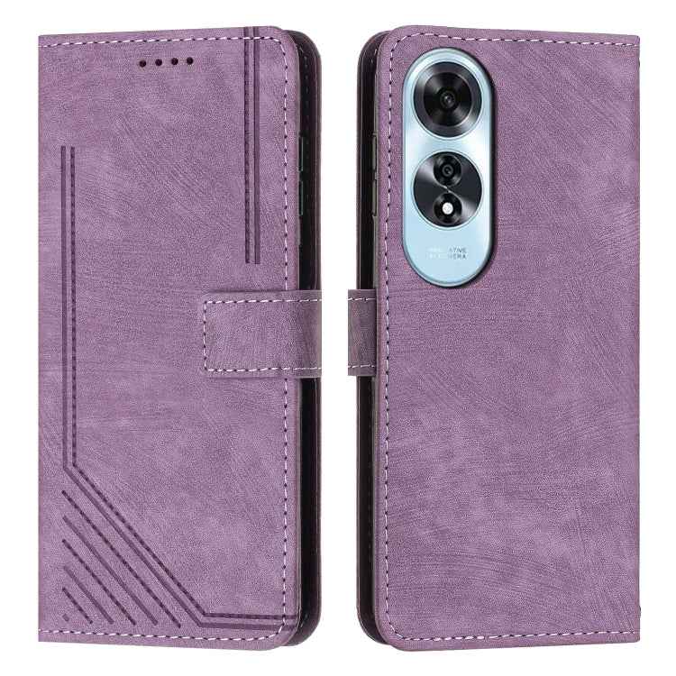 Skin Feel Stripe Pattern Leather Phone Case with Lanyard, For OPPO A6x 5G / A6 5G, For OPPO A60 4G, For OPPO A3 Pro, For OPPO Reno11 F, For OPPO A38, For OPPO A58 4G, For OPPO Reno10 5G/Reno10 Pro 5G Global, For OPPO A78 4G