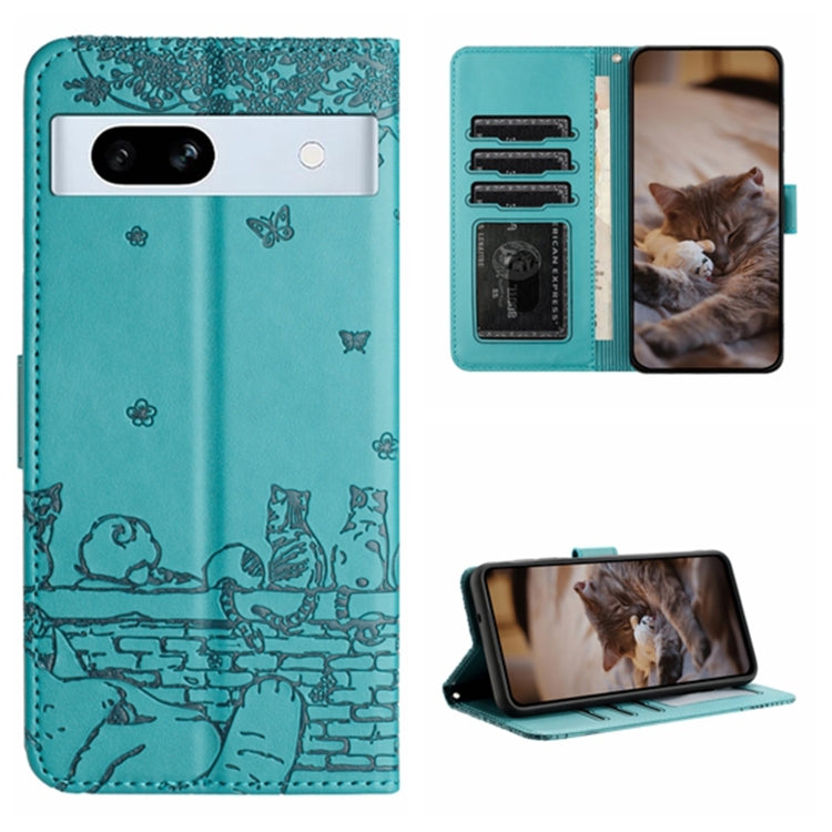 Cat Embossing Pattern Leather Phone Case with Lanyard, For Google Pixel 10a, For Google Pixel 9a, For Google Pixel 9 Pro XL, For Google Pixel 9 / 9 Pro, For Google Pixel 8a, For Google Pixel 8 Pro, For Google Pixel 8, For Google Pixel 7a               ...