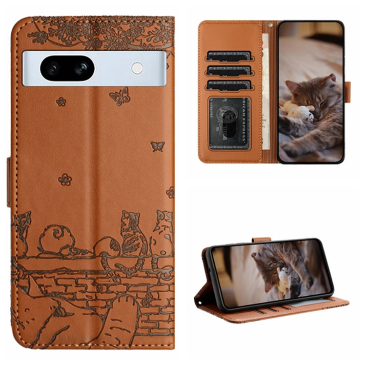 Cat Embossing Pattern Leather Phone Case with Lanyard, For Google Pixel 10a, For Google Pixel 9a, For Google Pixel 9 Pro XL, For Google Pixel 9 / 9 Pro, For Google Pixel 8a, For Google Pixel 8 Pro, For Google Pixel 8, For Google Pixel 7a               ...