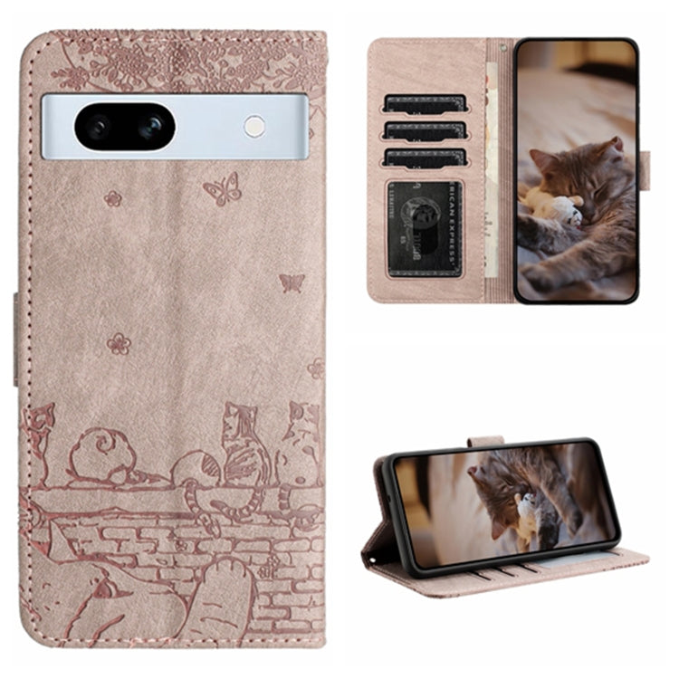 Cat Embossing Pattern Leather Phone Case with Lanyard, For Google Pixel 10a, For Google Pixel 9a, For Google Pixel 9 Pro XL, For Google Pixel 9 / 9 Pro, For Google Pixel 8a, For Google Pixel 8 Pro, For Google Pixel 8, For Google Pixel 7a               ...