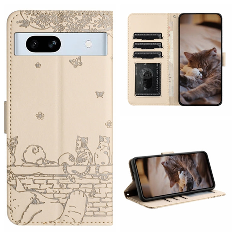 Cat Embossing Pattern Leather Phone Case with Lanyard, For Google Pixel 10a, For Google Pixel 9a, For Google Pixel 9 Pro XL, For Google Pixel 9 / 9 Pro, For Google Pixel 8a, For Google Pixel 8 Pro, For Google Pixel 8, For Google Pixel 7a               ...