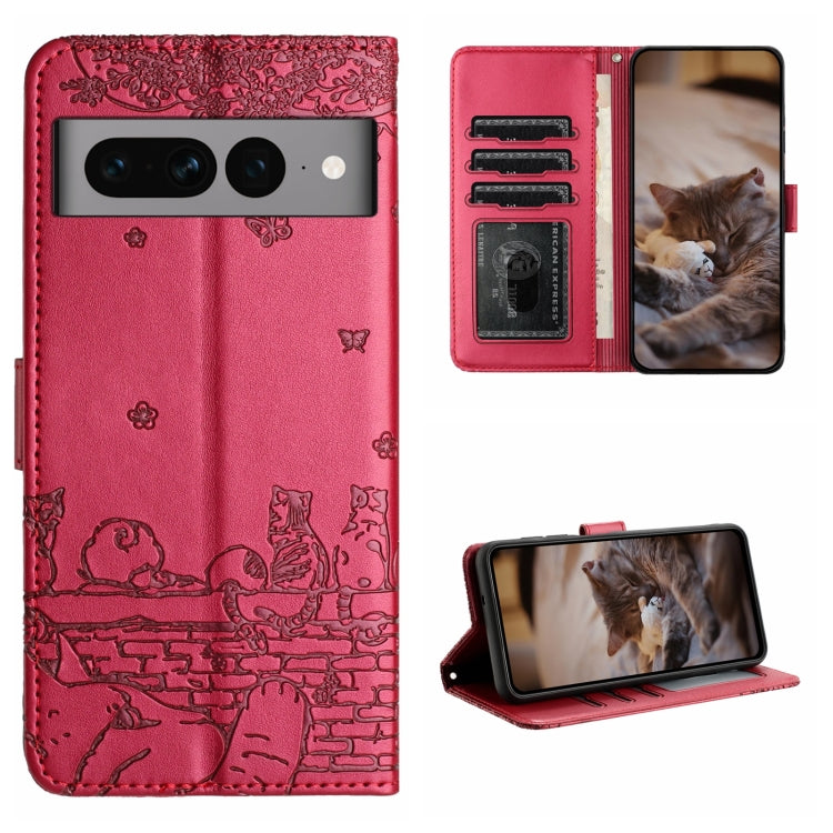 Cat Embossing Pattern Leather Phone Case with Lanyard, For Google Pixel 10a, For Google Pixel 9a, For Google Pixel 9 Pro XL, For Google Pixel 9 / 9 Pro, For Google Pixel 8a, For Google Pixel 8 Pro, For Google Pixel 8, For Google Pixel 7a               ...