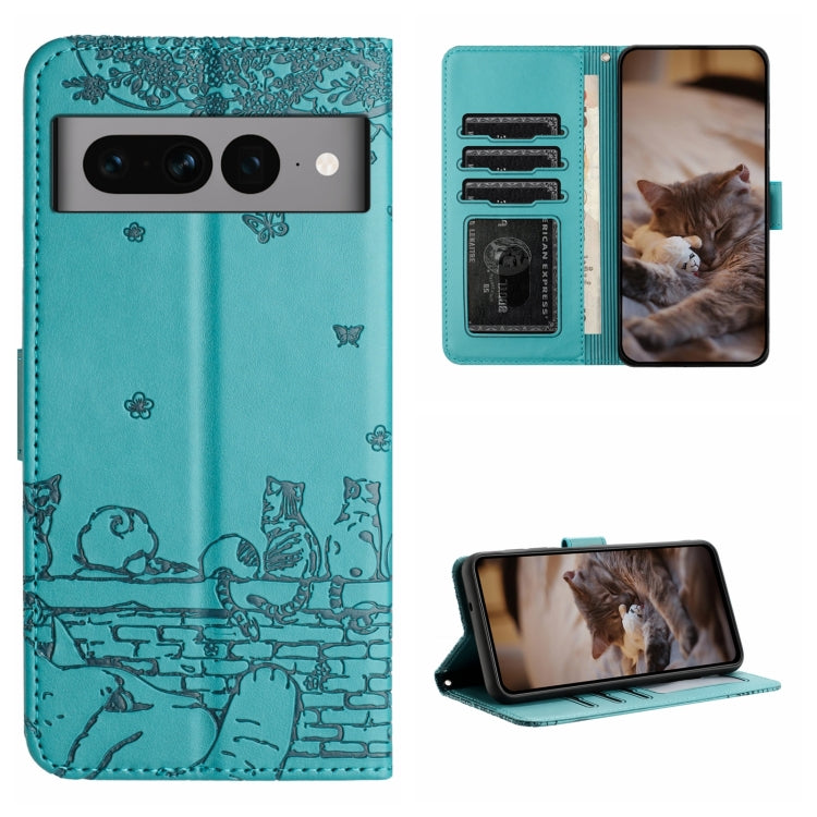 Cat Embossing Pattern Leather Phone Case with Lanyard, For Google Pixel 10a, For Google Pixel 9a, For Google Pixel 9 Pro XL, For Google Pixel 9 / 9 Pro, For Google Pixel 8a, For Google Pixel 8 Pro, For Google Pixel 8, For Google Pixel 7a               ...