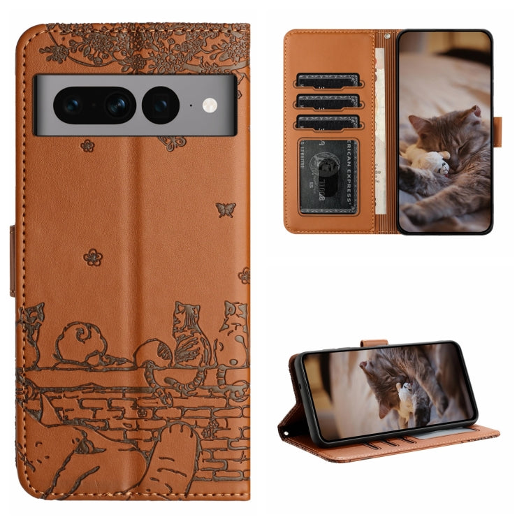 Cat Embossing Pattern Leather Phone Case with Lanyard, For Google Pixel 10a, For Google Pixel 9a, For Google Pixel 9 Pro XL, For Google Pixel 9 / 9 Pro, For Google Pixel 8a, For Google Pixel 8 Pro, For Google Pixel 8, For Google Pixel 7a               ...