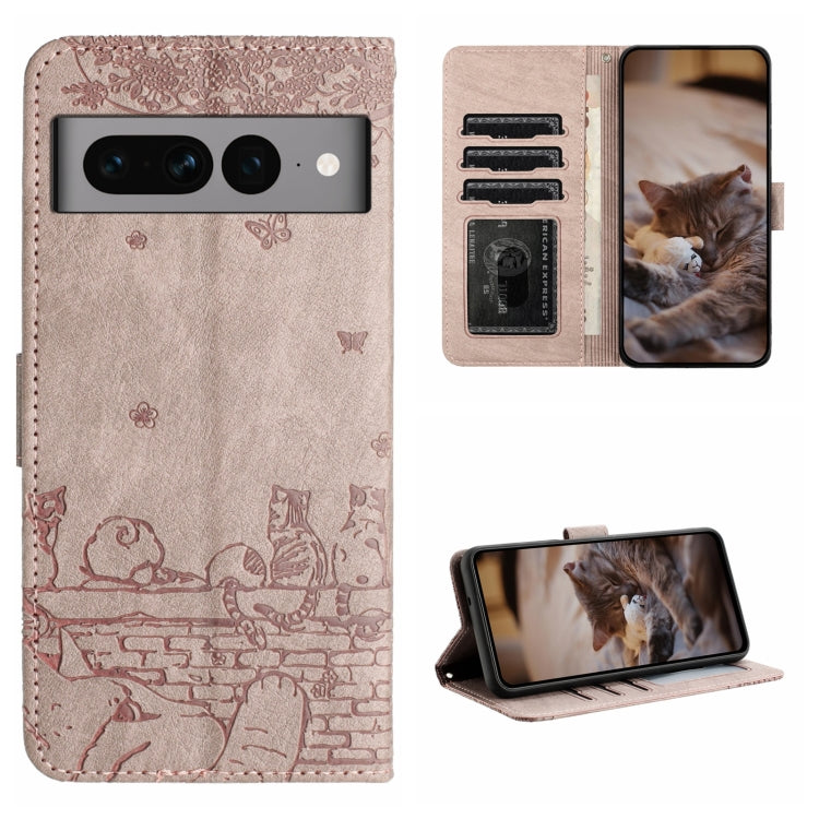 Cat Embossing Pattern Leather Phone Case with Lanyard, For Google Pixel 10a, For Google Pixel 9a, For Google Pixel 9 Pro XL, For Google Pixel 9 / 9 Pro, For Google Pixel 8a, For Google Pixel 8 Pro, For Google Pixel 8, For Google Pixel 7a               ...