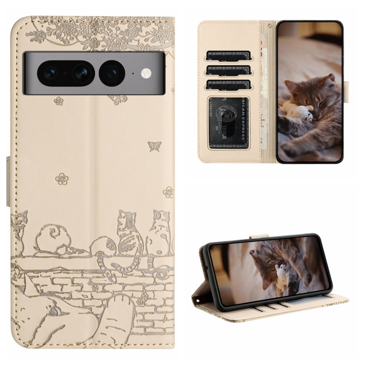 Cat Embossing Pattern Leather Phone Case with Lanyard, For Google Pixel 10a, For Google Pixel 9a, For Google Pixel 9 Pro XL, For Google Pixel 9 / 9 Pro, For Google Pixel 8a, For Google Pixel 8 Pro, For Google Pixel 8, For Google Pixel 7a               ...