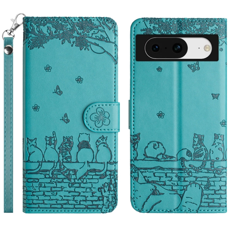 Cat Embossing Pattern Leather Phone Case with Lanyard, For Google Pixel 10a, For Google Pixel 9a, For Google Pixel 9 Pro XL, For Google Pixel 9 / 9 Pro, For Google Pixel 8a, For Google Pixel 8 Pro, For Google Pixel 8, For Google Pixel 7a               ...