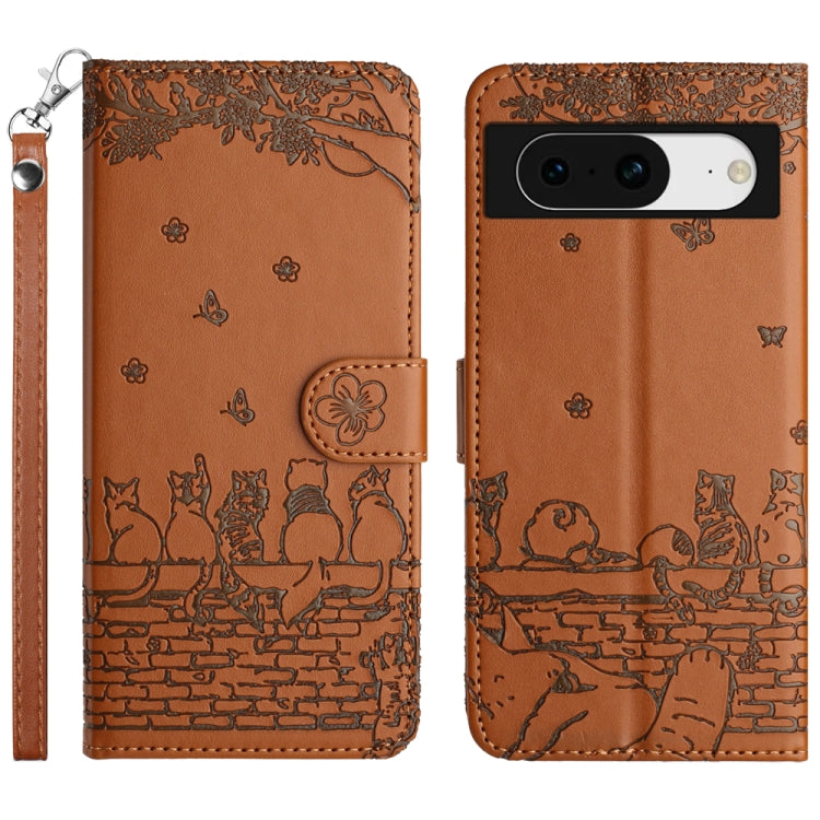 Cat Embossing Pattern Leather Phone Case with Lanyard, For Google Pixel 10a, For Google Pixel 9a, For Google Pixel 9 Pro XL, For Google Pixel 9 / 9 Pro, For Google Pixel 8a, For Google Pixel 8 Pro, For Google Pixel 8, For Google Pixel 7a               ...