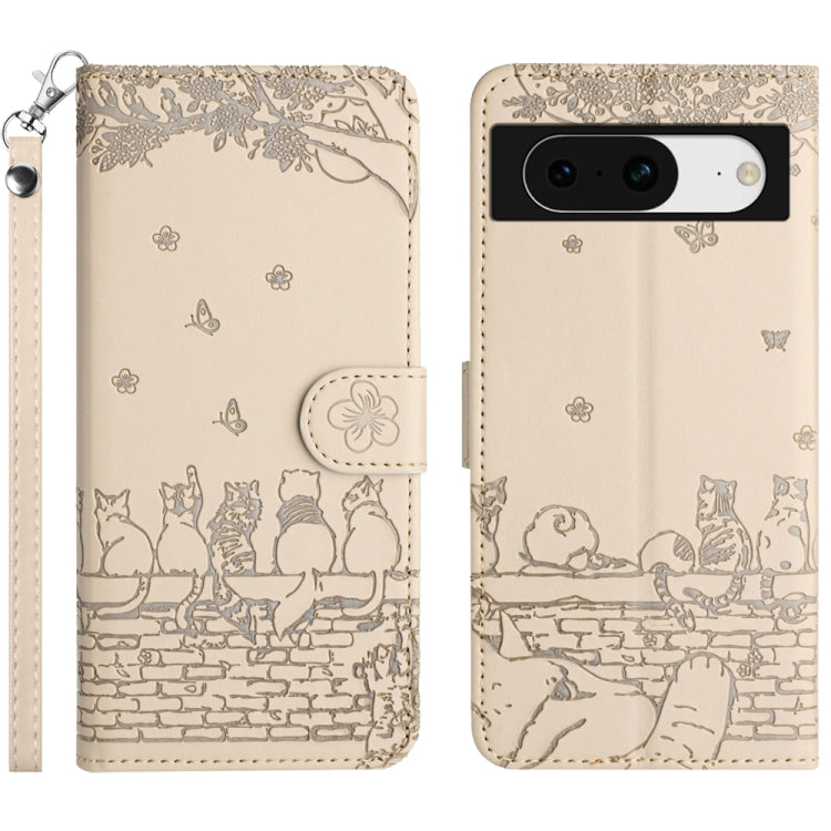 Cat Embossing Pattern Leather Phone Case with Lanyard, For Google Pixel 10a, For Google Pixel 9a, For Google Pixel 9 Pro XL, For Google Pixel 9 / 9 Pro, For Google Pixel 8a, For Google Pixel 8 Pro, For Google Pixel 8, For Google Pixel 7a               ...