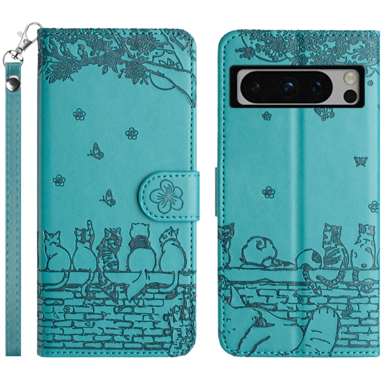Cat Embossing Pattern Leather Phone Case with Lanyard, For Google Pixel 10a, For Google Pixel 9a, For Google Pixel 9 Pro XL, For Google Pixel 9 / 9 Pro, For Google Pixel 8a, For Google Pixel 8 Pro, For Google Pixel 8, For Google Pixel 7a               ...