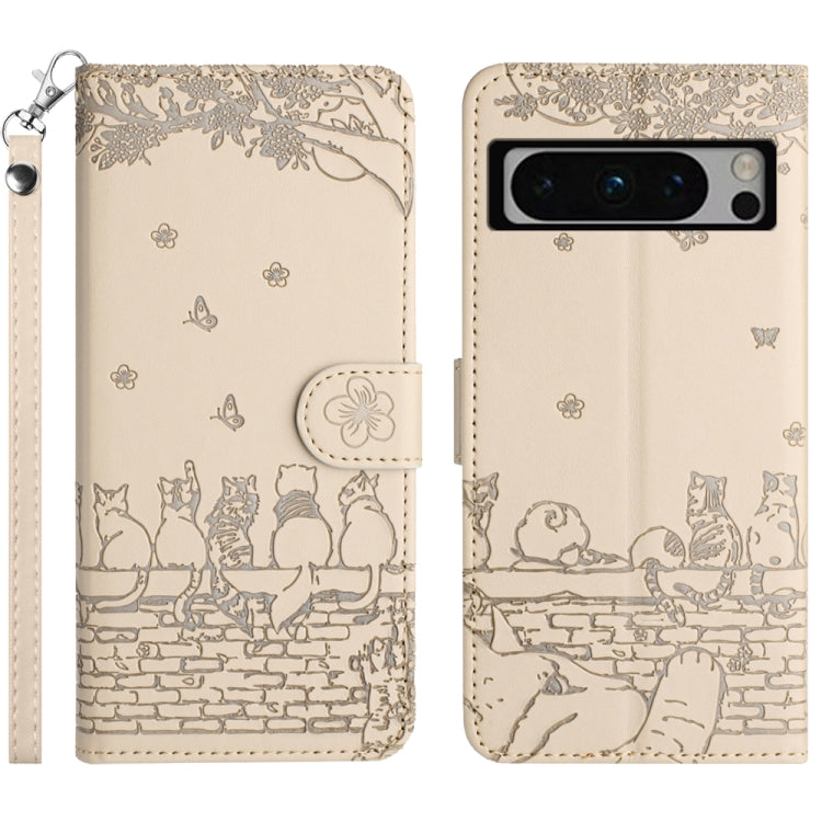 Cat Embossing Pattern Leather Phone Case with Lanyard, For Google Pixel 10a, For Google Pixel 9a, For Google Pixel 9 Pro XL, For Google Pixel 9 / 9 Pro, For Google Pixel 8a, For Google Pixel 8 Pro, For Google Pixel 8, For Google Pixel 7a               ...
