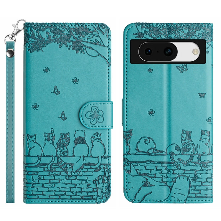 Cat Embossing Pattern Leather Phone Case with Lanyard, For Google Pixel 10a, For Google Pixel 9a, For Google Pixel 9 Pro XL, For Google Pixel 9 / 9 Pro, For Google Pixel 8a, For Google Pixel 8 Pro, For Google Pixel 8, For Google Pixel 7a               ...