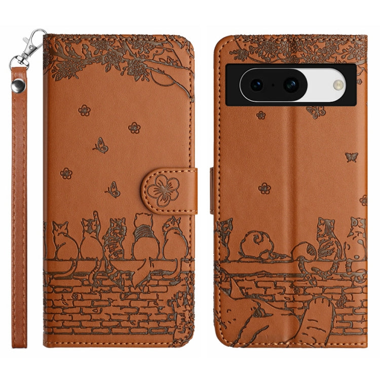 Cat Embossing Pattern Leather Phone Case with Lanyard, For Google Pixel 10a, For Google Pixel 9a, For Google Pixel 9 Pro XL, For Google Pixel 9 / 9 Pro, For Google Pixel 8a, For Google Pixel 8 Pro, For Google Pixel 8, For Google Pixel 7a               ...