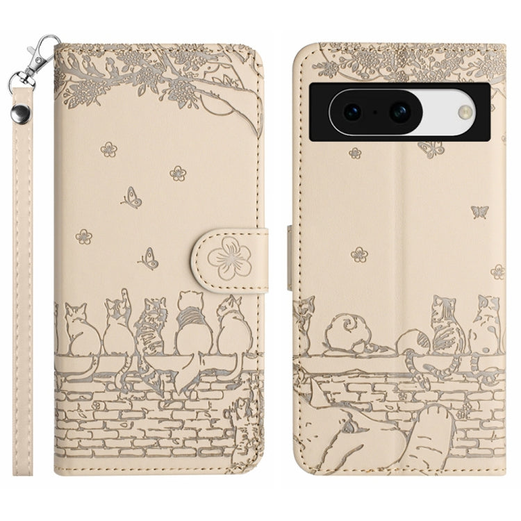 Cat Embossing Pattern Leather Phone Case with Lanyard, For Google Pixel 10a, For Google Pixel 9a, For Google Pixel 9 Pro XL, For Google Pixel 9 / 9 Pro, For Google Pixel 8a, For Google Pixel 8 Pro, For Google Pixel 8, For Google Pixel 7a               ...