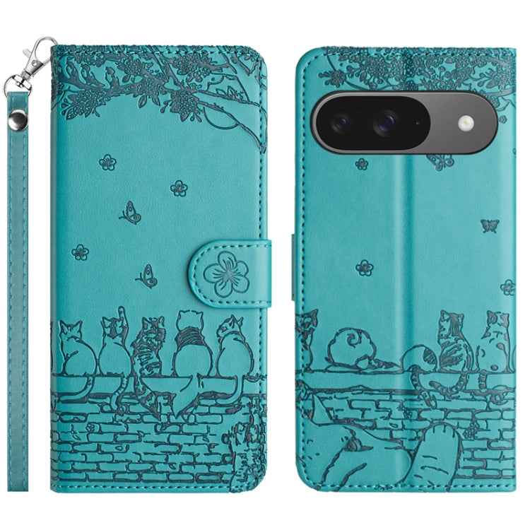 Cat Embossing Pattern Leather Phone Case with Lanyard, For Google Pixel 10a, For Google Pixel 9a, For Google Pixel 9 Pro XL, For Google Pixel 9 / 9 Pro, For Google Pixel 8a, For Google Pixel 8 Pro, For Google Pixel 8, For Google Pixel 7a               ...
