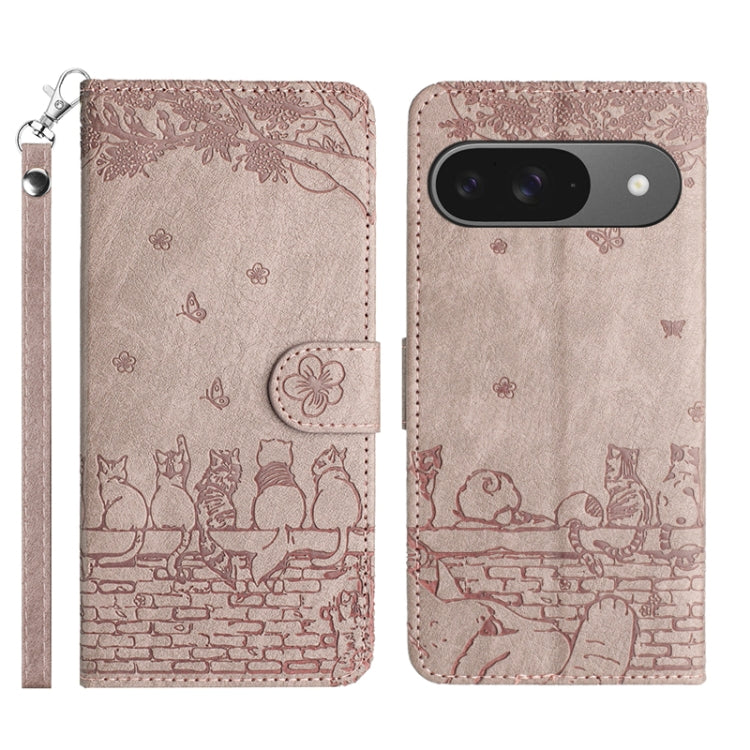 Cat Embossing Pattern Leather Phone Case with Lanyard, For Google Pixel 10a, For Google Pixel 9a, For Google Pixel 9 Pro XL, For Google Pixel 9 / 9 Pro, For Google Pixel 8a, For Google Pixel 8 Pro, For Google Pixel 8, For Google Pixel 7a               ...