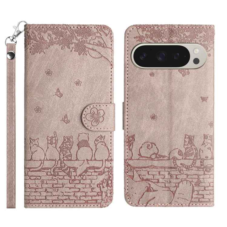 Cat Embossing Pattern Leather Phone Case with Lanyard, For Google Pixel 10a, For Google Pixel 9a, For Google Pixel 9 Pro XL, For Google Pixel 9 / 9 Pro, For Google Pixel 8a, For Google Pixel 8 Pro, For Google Pixel 8, For Google Pixel 7a               ...