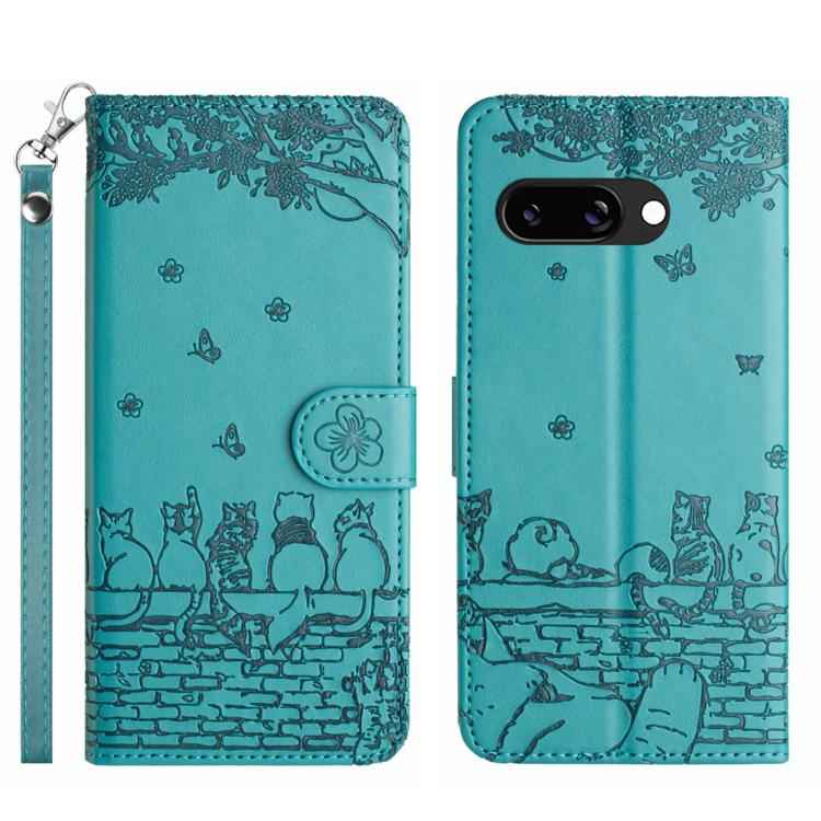 Cat Embossing Pattern Leather Phone Case with Lanyard, For Google Pixel 10a, For Google Pixel 9a, For Google Pixel 9 Pro XL, For Google Pixel 9 / 9 Pro, For Google Pixel 8a, For Google Pixel 8 Pro, For Google Pixel 8, For Google Pixel 7a               ...