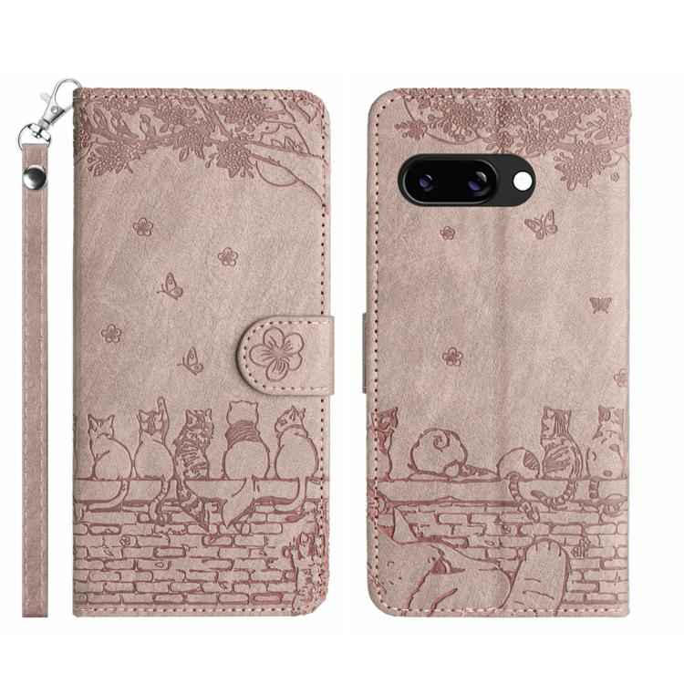 Cat Embossing Pattern Leather Phone Case with Lanyard, For Google Pixel 10a, For Google Pixel 9a, For Google Pixel 9 Pro XL, For Google Pixel 9 / 9 Pro, For Google Pixel 8a, For Google Pixel 8 Pro, For Google Pixel 8, For Google Pixel 7a               ...