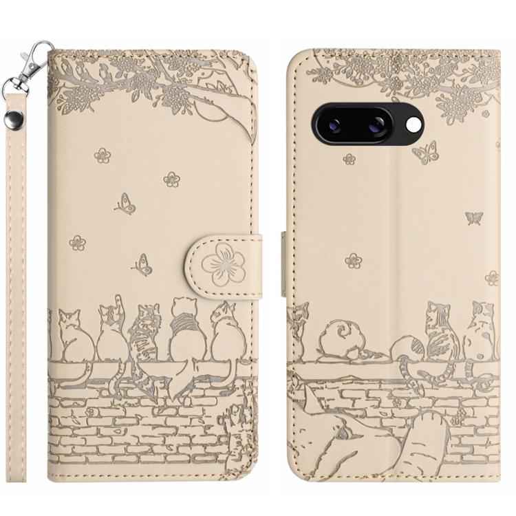 Cat Embossing Pattern Leather Phone Case with Lanyard, For Google Pixel 10a, For Google Pixel 9a, For Google Pixel 9 Pro XL, For Google Pixel 9 / 9 Pro, For Google Pixel 8a, For Google Pixel 8 Pro, For Google Pixel 8, For Google Pixel 7a               ...