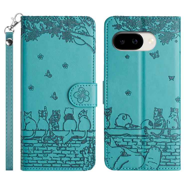 Cat Embossing Pattern Leather Phone Case with Lanyard, For Google Pixel 10a, For Google Pixel 9a, For Google Pixel 9 Pro XL, For Google Pixel 9 / 9 Pro, For Google Pixel 8a, For Google Pixel 8 Pro, For Google Pixel 8, For Google Pixel 7a               ...