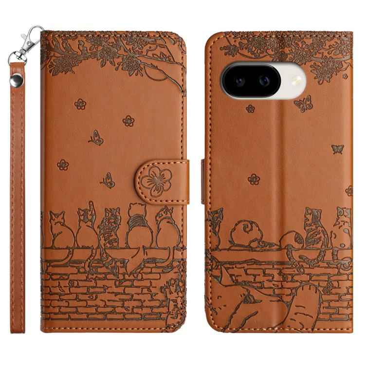 Cat Embossing Pattern Leather Phone Case with Lanyard, For Google Pixel 10a, For Google Pixel 9a, For Google Pixel 9 Pro XL, For Google Pixel 9 / 9 Pro, For Google Pixel 8a, For Google Pixel 8 Pro, For Google Pixel 8, For Google Pixel 7a               ...