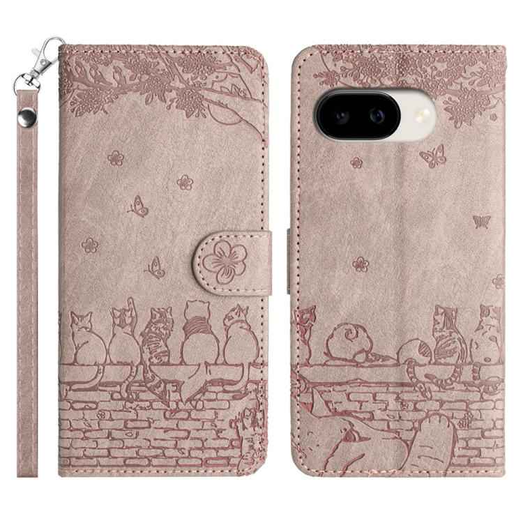 Cat Embossing Pattern Leather Phone Case with Lanyard, For Google Pixel 10a, For Google Pixel 9a, For Google Pixel 9 Pro XL, For Google Pixel 9 / 9 Pro, For Google Pixel 8a, For Google Pixel 8 Pro, For Google Pixel 8, For Google Pixel 7a               ...