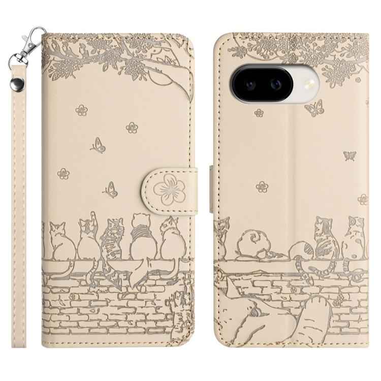 Cat Embossing Pattern Leather Phone Case with Lanyard, For Google Pixel 10a, For Google Pixel 9a, For Google Pixel 9 Pro XL, For Google Pixel 9 / 9 Pro, For Google Pixel 8a, For Google Pixel 8 Pro, For Google Pixel 8, For Google Pixel 7a               ...