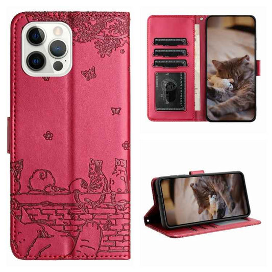 Cat Embossing Pattern Leather Phone Case with Lanyard, For iPhone 15 Pro Max, For iPhone 15 Pro, For iPhone 15 Plus, For iPhone 15, For iPhone 14 Plus, For iPhone 14, For iPhone 14 Pro, For iPhone 14 Pro Max, For iPhone 7 / 8 / SE 2020 / SE 2022