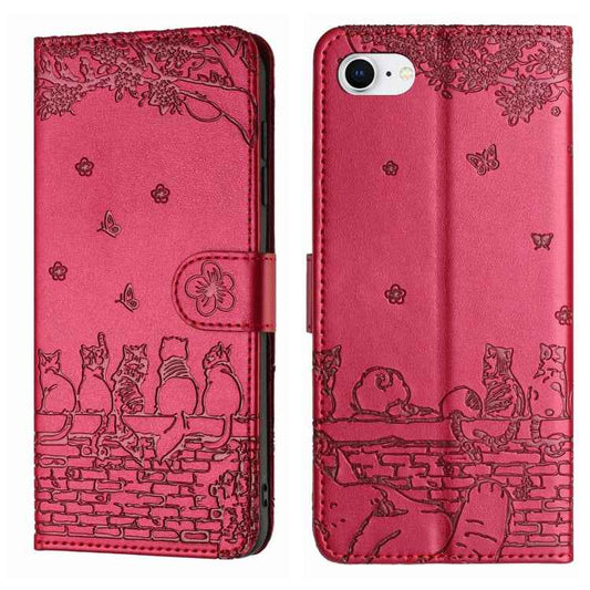 Cat Embossing Pattern Leather Phone Case with Lanyard, For iPhone 16e / 17e, For iPhone 17 Pro Max, For iPhone 17 Pro, For iPhone 17, For iPhone Air, For iPhone 16 Pro Max, For iPhone 16 Pro, For iPhone 16 Plus, For iPhone 16