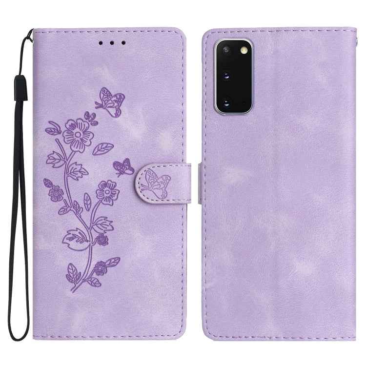 Flower Butterfly Embossing Pattern Leather Phone Case, For Samsung Galaxy A12, For Samsung Galaxy A42 5G, For Samsung Galaxy Note20 Ultra, For Samsung Galaxy Note20, For Samsung Galaxy A21s, For Samsung Galaxy S20 Ultra, For Samsung Galaxy S20         ...