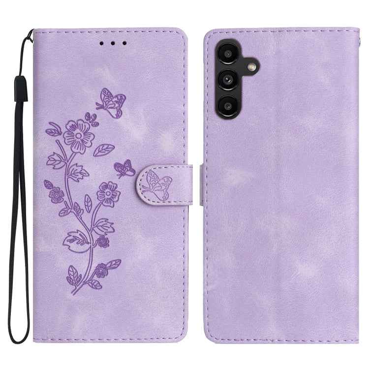 Flower Butterfly Embossing Pattern Leather Phone Case, For Samsung Galaxy S23 5G, For Samsung Galaxy A14 5G, For Samsung Galaxy A04, For Samsung Galaxy A04s, For Samsung Galaxy S20 FE, For Samsung Galaxy M53, For Samsung Galaxy M23                     ...