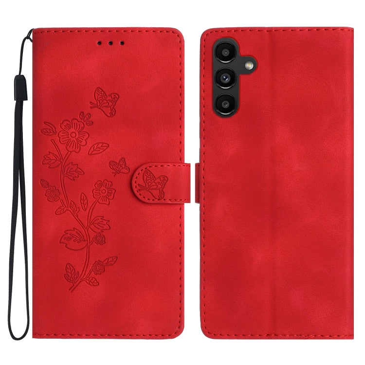 Flower Butterfly Embossing Pattern Leather Phone Case, For Samsung Galaxy A35 5G, For Samsung Galaxy A23 5G, For Samsung Galaxy S24 Ultra 5G, For Samsung Galaxy A25 5G, For Samsung Galaxy A15, For Samsung Galaxy S24+ 5G, For Samsung Galaxy S23 FE 5G   ...