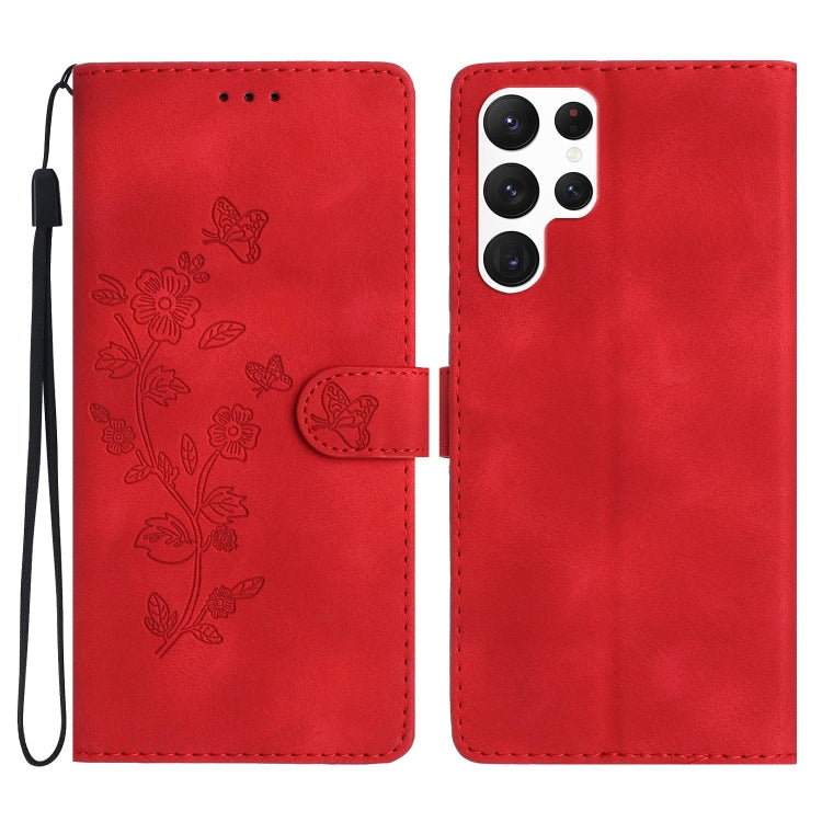 Flower Butterfly Embossing Pattern Leather Phone Case, For Samsung Galaxy A35 5G, For Samsung Galaxy A23 5G, For Samsung Galaxy S24 Ultra 5G, For Samsung Galaxy A25 5G, For Samsung Galaxy A15, For Samsung Galaxy S24+ 5G, For Samsung Galaxy S23 FE 5G   ...