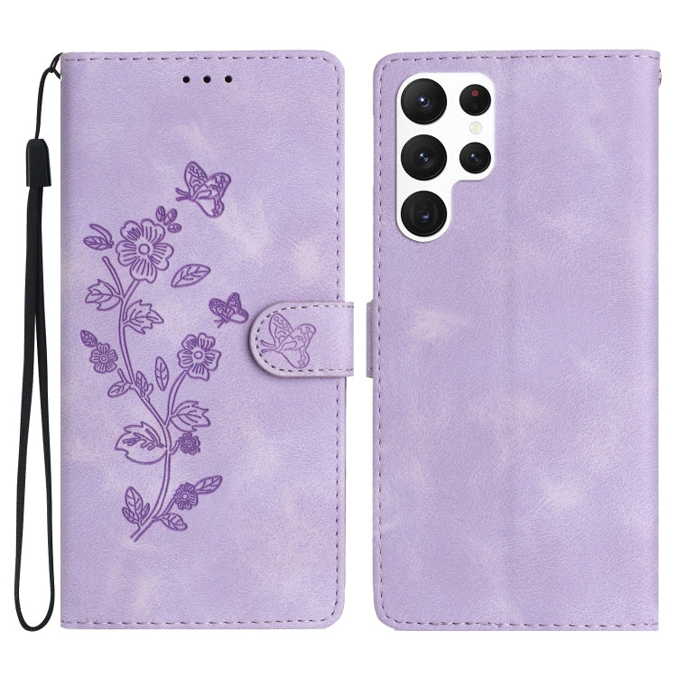 Flower Butterfly Embossing Pattern Leather Phone Case, For Samsung Galaxy A35 5G, For Samsung Galaxy A23 5G, For Samsung Galaxy S24 Ultra 5G, For Samsung Galaxy A25 5G, For Samsung Galaxy A15, For Samsung Galaxy S24+ 5G, For Samsung Galaxy S23 FE 5G   ...