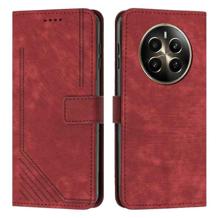 Skin Feel Stripe Pattern Leather Phone Case with Lanyard, For Realme C63, For Realme 12, For Realme 12+, For Realme 12 Pro+, For Realme 11 4G Global, For Realme 11 5G Global/11x, For Realme C53/Narzo N53, For Realme 11