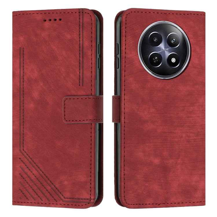 Skin Feel Stripe Pattern Leather Phone Case with Lanyard, For Realme C63, For Realme 12, For Realme 12+, For Realme 12 Pro+, For Realme 11 4G Global, For Realme 11 5G Global/11x, For Realme C53/Narzo N53, For Realme 11