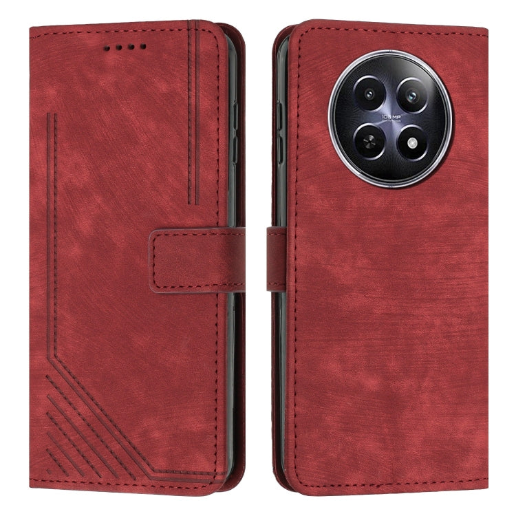 Skin Feel Stripe Pattern Leather Phone Case with Lanyard, For Realme 12, For Realme 12+, For Realme 12 Pro+, For Realme 11 4G Global, For Realme 11 5G Global/11x, For Realme C53/Narzo N53, For Realme 11, For Realme 11 Pro/11 Pro+