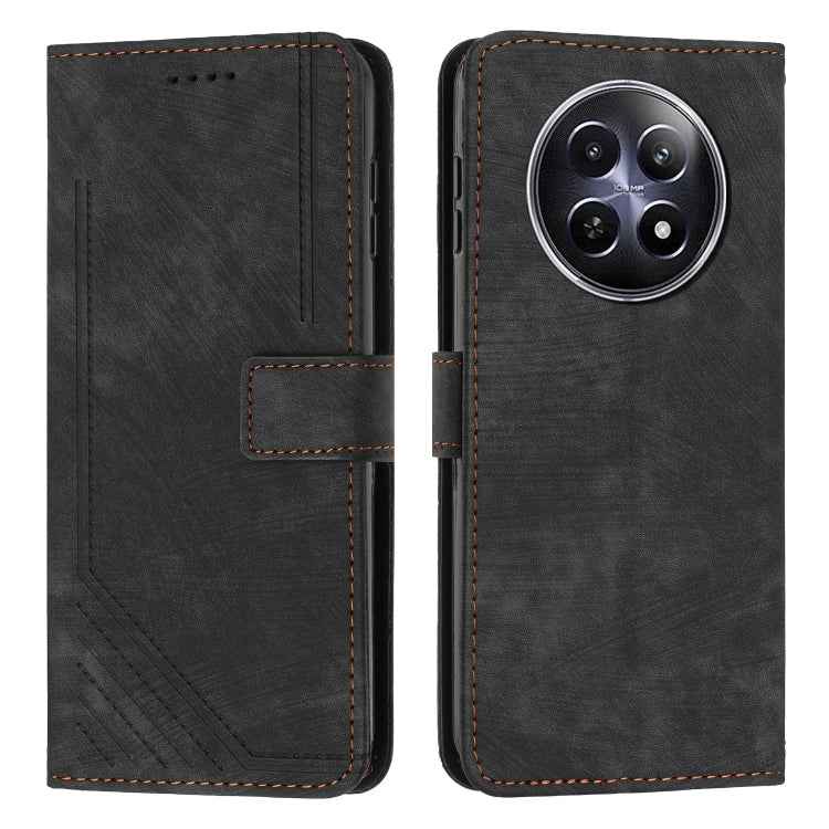 Skin Feel Stripe Pattern Leather Phone Case with Lanyard, For Realme C63, For Realme 12, For Realme 12+, For Realme 12 Pro+, For Realme 11 4G Global, For Realme 11 5G Global/11x, For Realme C53/Narzo N53, For Realme 11