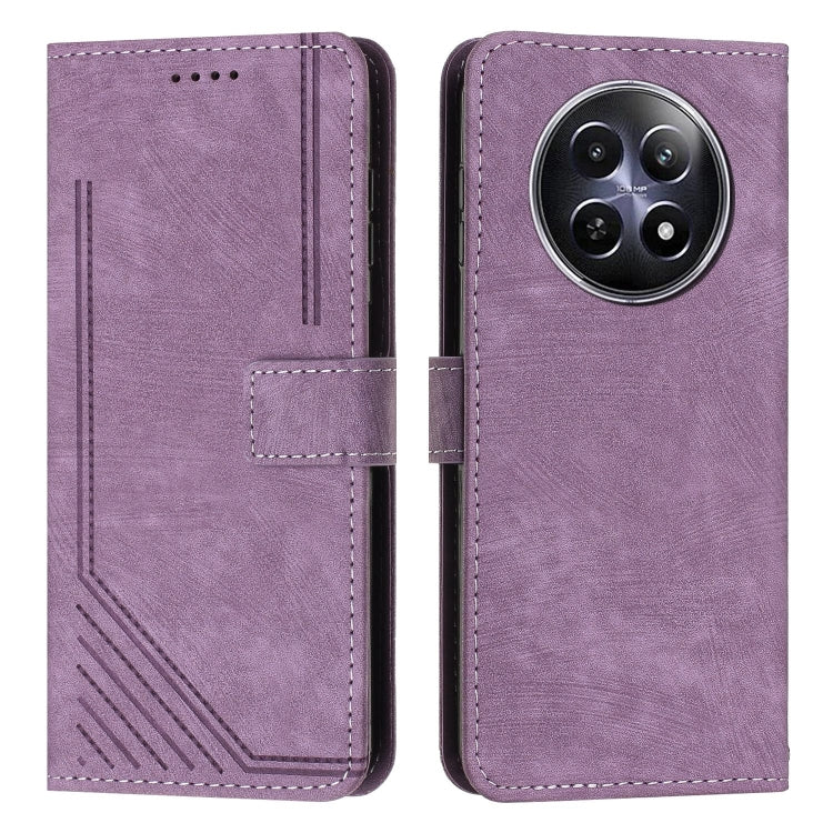 Skin Feel Stripe Pattern Leather Phone Case with Lanyard, For Realme 12, For Realme 12+, For Realme 12 Pro+, For Realme 11 4G Global, For Realme 11 5G Global/11x, For Realme C53/Narzo N53, For Realme 11, For Realme 11 Pro/11 Pro+