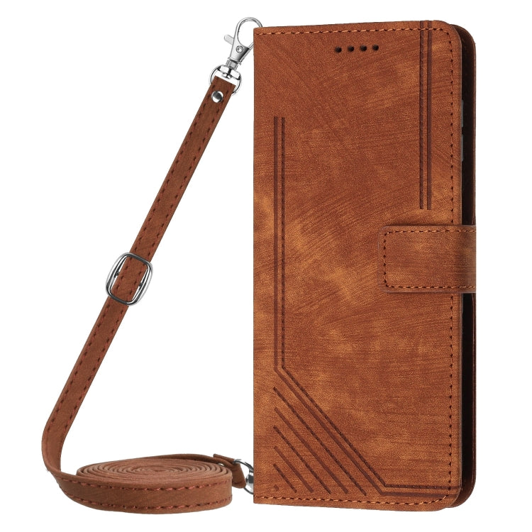 Skin Feel Stripe Pattern Leather Phone Case with Lanyard, For Realme C65 4G, For Realme 9i 5G/V20 5G/V30t/V30, For Realme C55