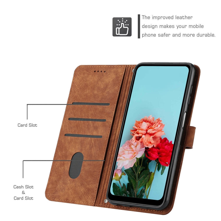Skin Feel Stripe Pattern Leather Phone Case with Lanyard, For Realme C65 4G, For Realme 9i 5G/V20 5G/V30t/V30, For Realme C55