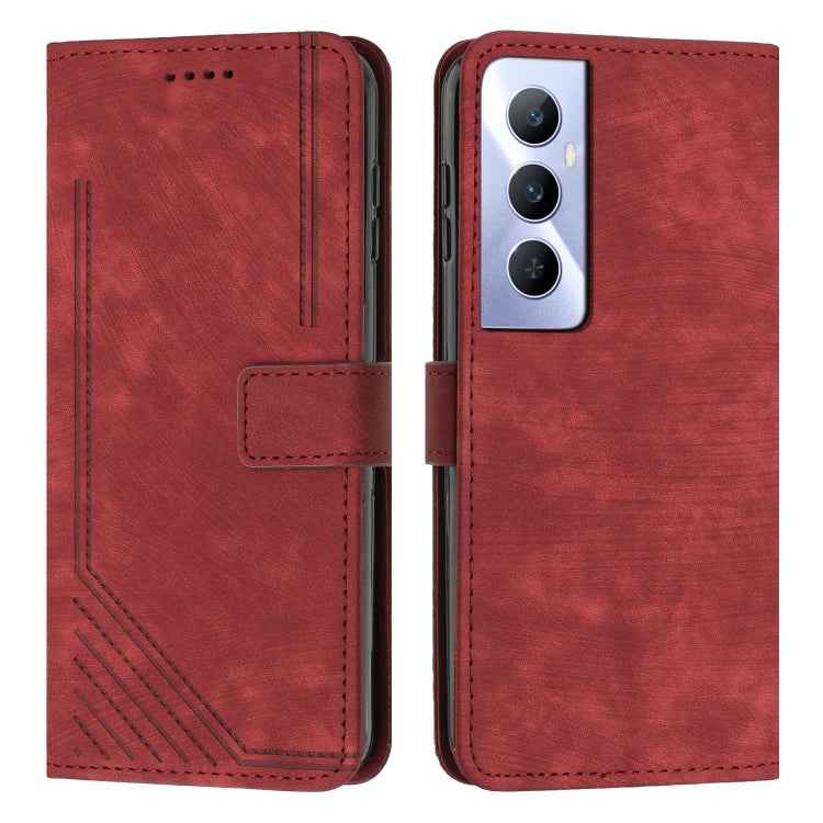 Skin Feel Stripe Pattern Leather Phone Case with Lanyard, For Realme 11 Pro/11 Pro+, For Realme C65 4G, For Realme 9i 5G/V20 5G/V30t/V30, For Realme C55