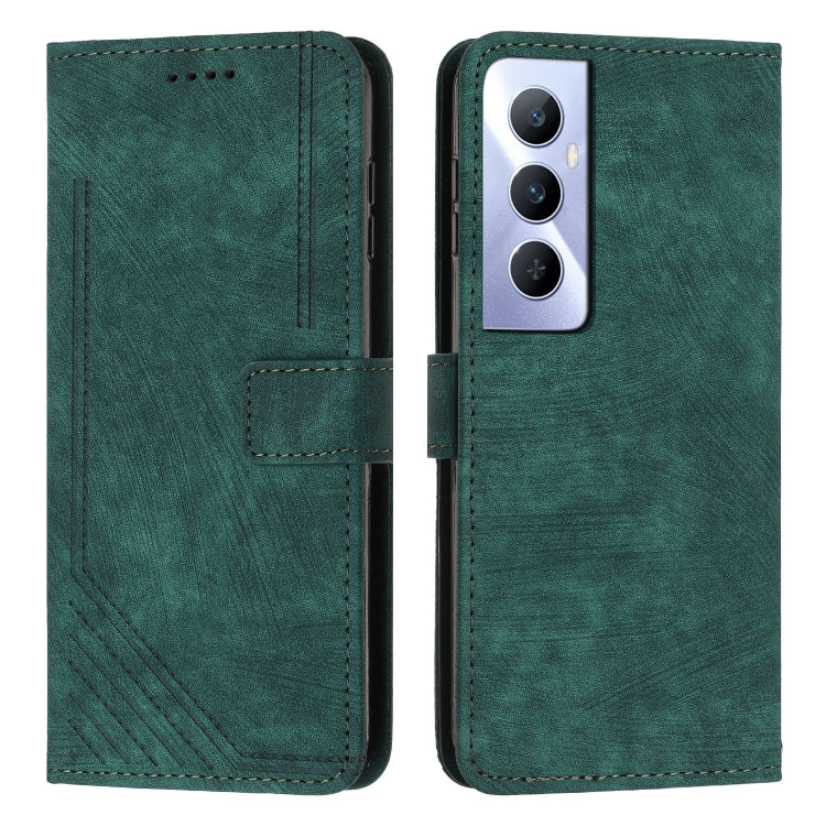 Skin Feel Stripe Pattern Leather Phone Case with Lanyard, For Realme C65 4G, For Realme 9i 5G/V20 5G/V30t/V30, For Realme C55